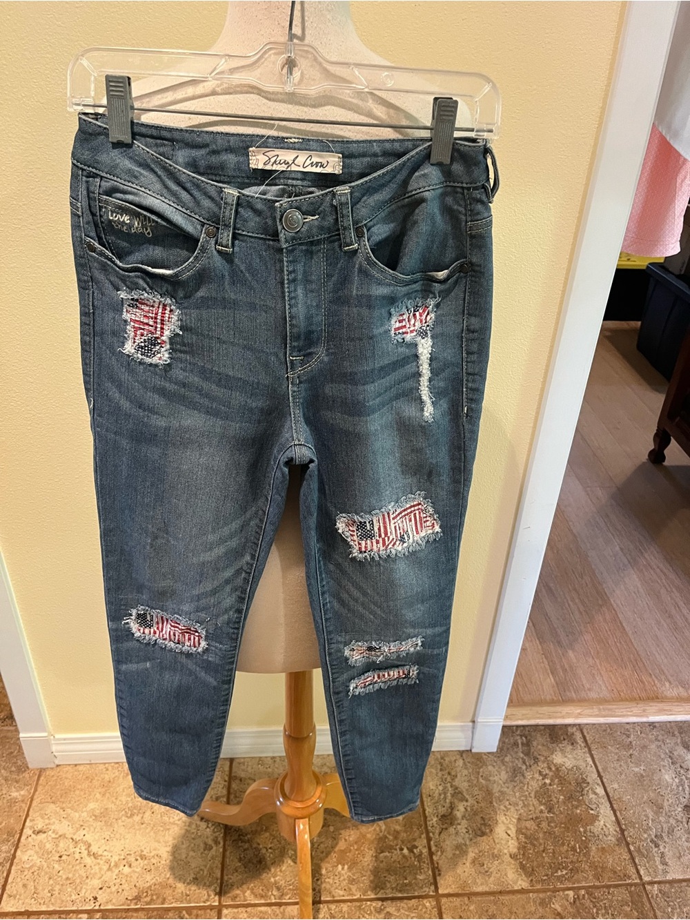 Sheryl Crow Jeans Womens American Flag Embroidered Stretch Boho Just In Time! 4